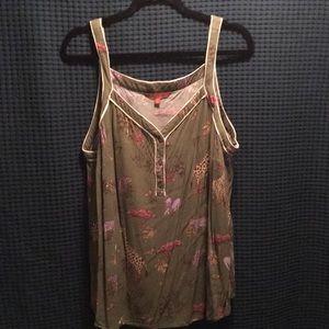 Modcloth Green Safari Print Top